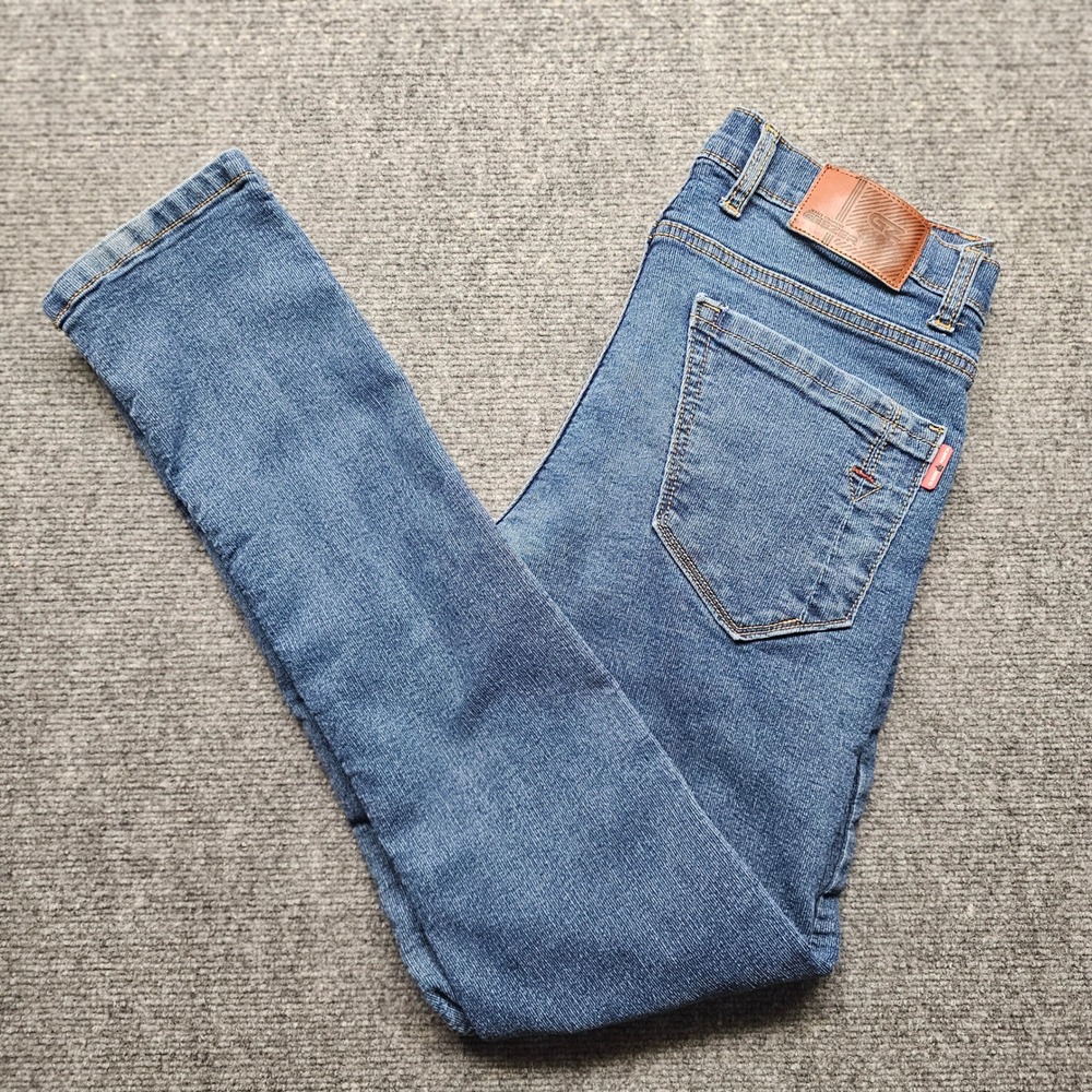 Geezer Jeans 007 Mens Slim Fit Medium Wash Blue Denim Jeans Size 34